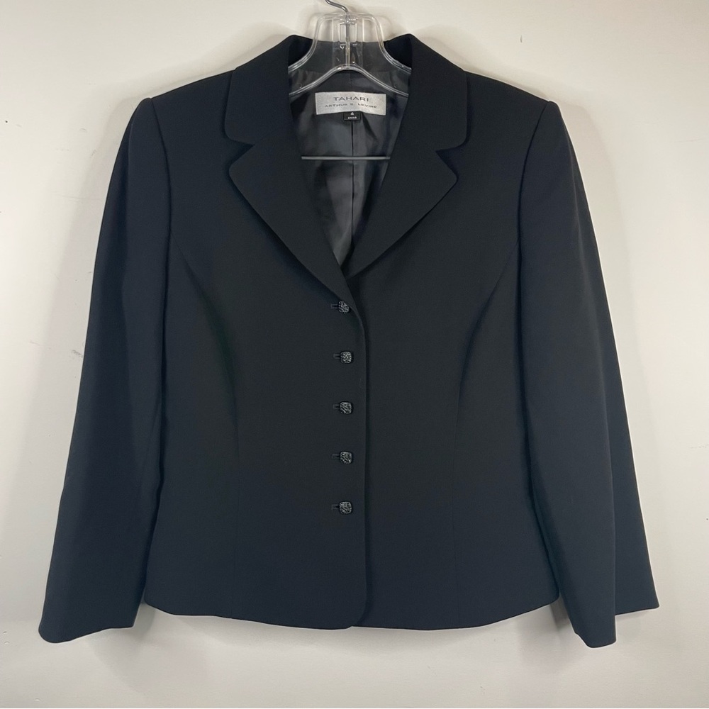 Black TAHARI blazer with cute buttons professional office style